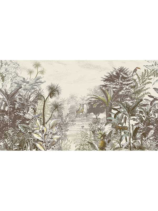 Into the Wild 7 Panel fabric in natural color - pattern number 300610 - by Eijffinger in the Skin collection