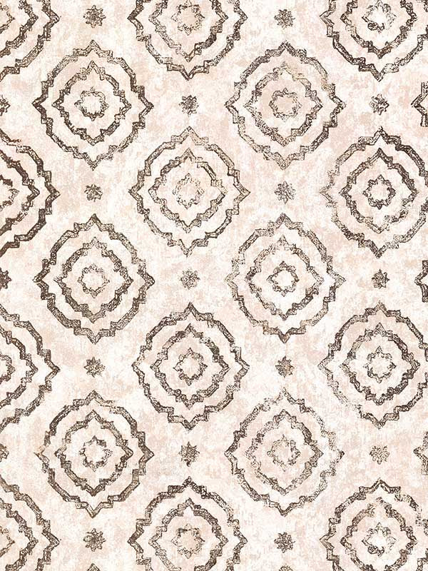 Uma Star Medallion fabric in rose gold color - pattern number 4019-86423 - by A Street Prints in the Lustre A Metallic Collection collection