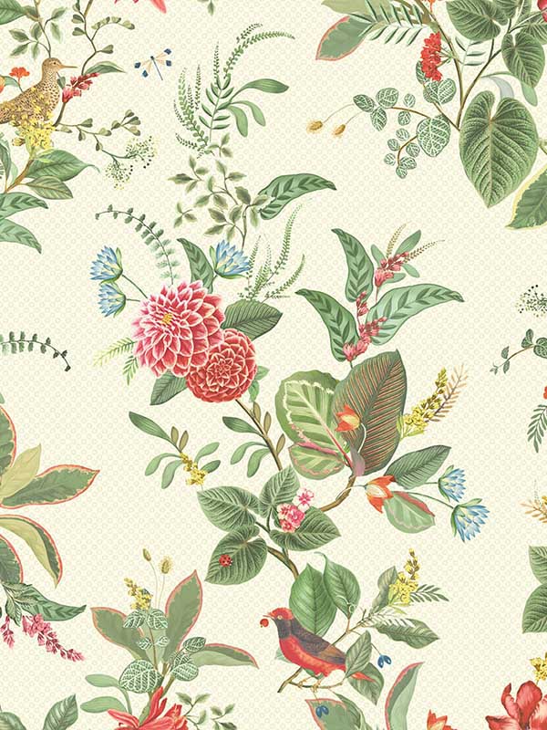 Floris Woodland Floral fabric in mint color - pattern number 300110 - by Eijffinger in the Pip Studio Amsterdam 5 collection