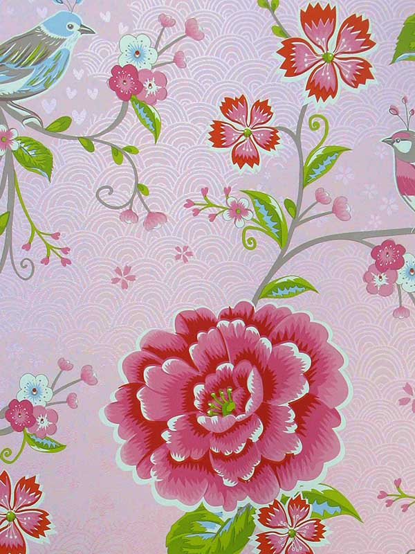 Yuma Birds in Paradise fabric in light pink color - pattern number 300160 - by Eijffinger in the Pip Studio Amsterdam 5 collection