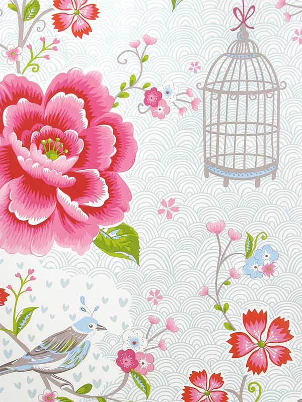 Yuma Birds in Paradise fabric in white color - pattern number 300161 - by Eijffinger in the Pip Studio Amsterdam 5 collection