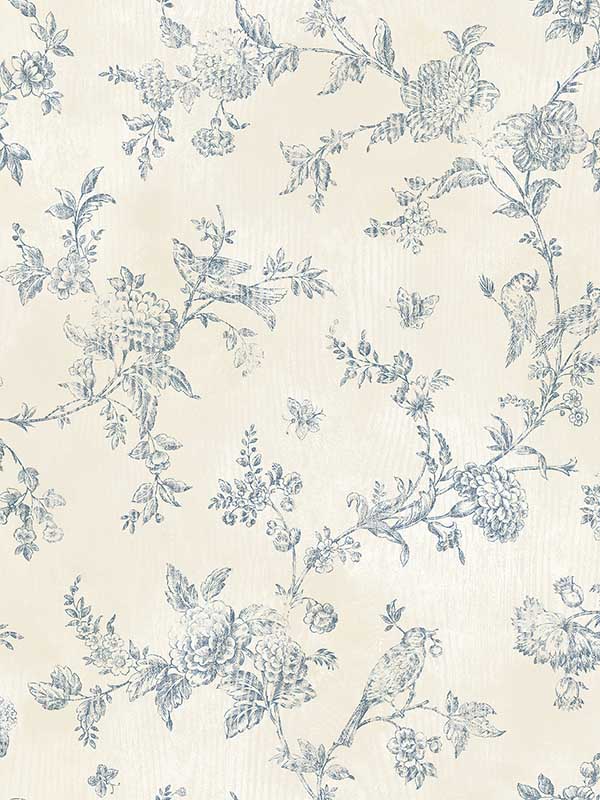 French Nightingale Trail fabric in blue color - pattern number 3123-02192 - by Chesapeake in the Homestead collection