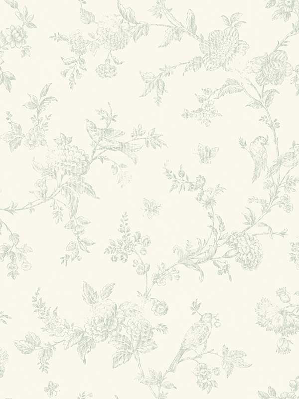French Nightingale Trail fabric in seafoam color - pattern number 3123-02194 - by Chesapeake in the Homestead collection