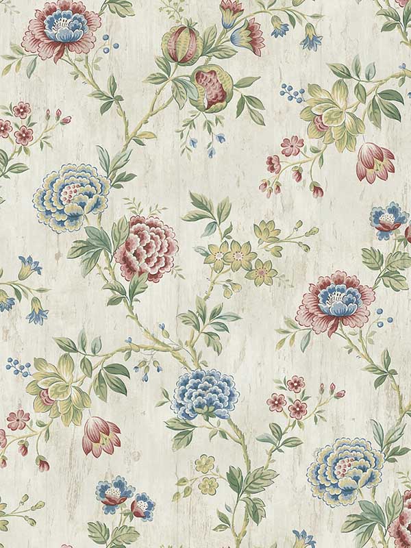 Chrysanthemum Jacobean fabric in multicolor color - pattern number 3123-02211 - by Chesapeake in the Homestead collection
