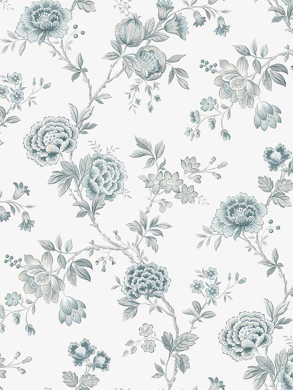 Chrysanthemum Jacobean fabric in teal color - pattern number 3123-02215 - by Chesapeake in the Homestead collection