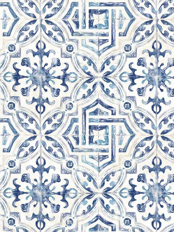 Sonoma Spanish Tile fabric in blue color - pattern number 3123-12332 - by Chesapeake in the Homestead collection