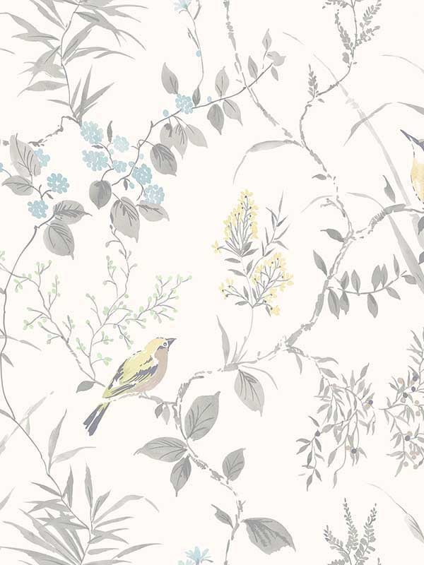 Imperial Garden Botanical fabric in grey color - pattern number 3123-24172 - by Chesapeake in the Homestead collection