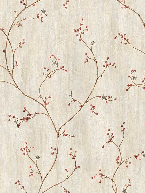 Justine Berry Trail wallpaper in light grey color - pattern number 3123-44031 - by Chesapeake in the Homestead collection