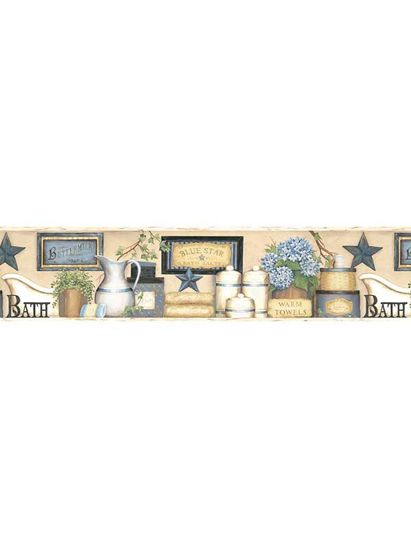 Martha Country Bath fabric in blue color - pattern number 3123-63101 - by Chesapeake in the Homestead collection