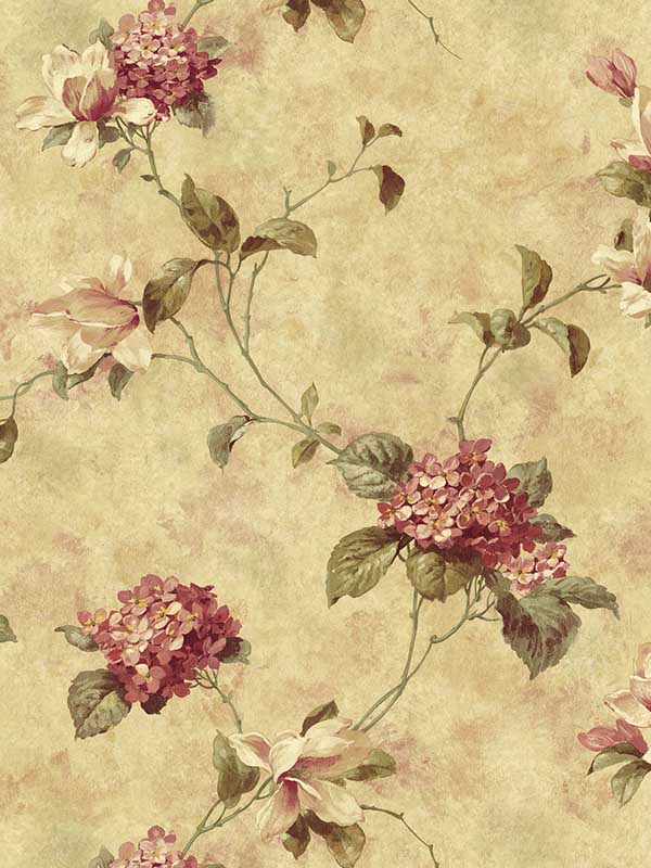 Magnolia Hydrangea Trail fabric in yellow color - pattern number 3123-76304 - by Chesapeake in the Homestead collection