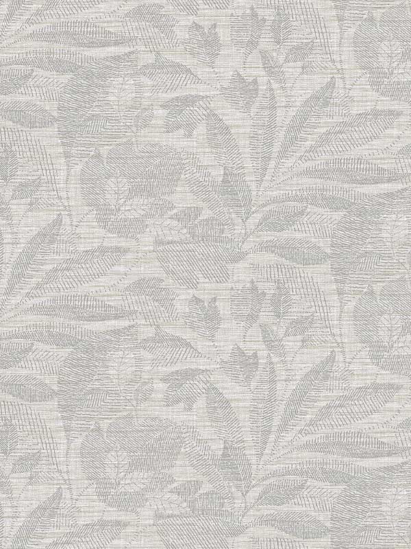 Lei Etched Leaves fabric in silver color - pattern number 2971-86152 - by A Street Prints in the Dimensions collection