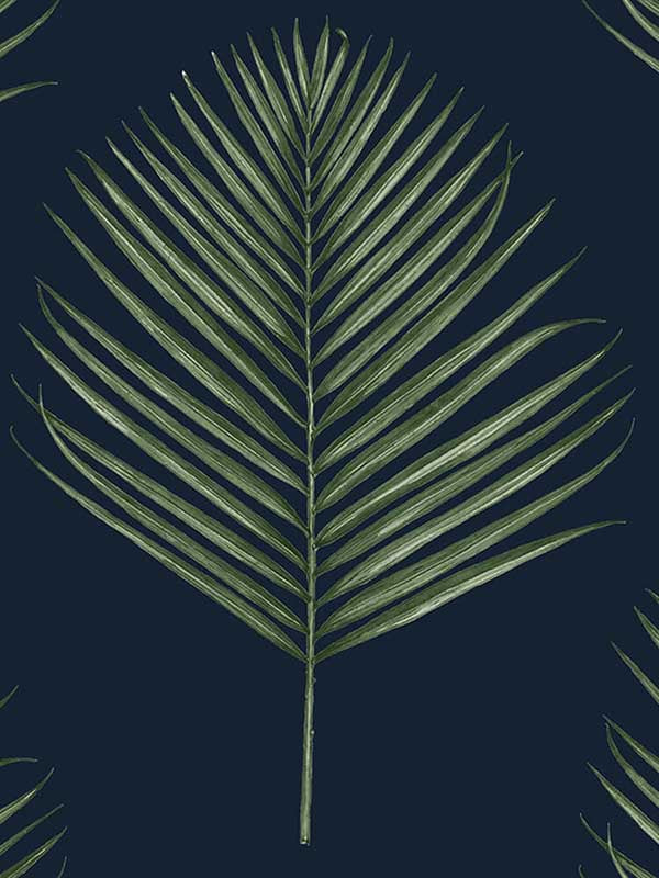 Maui Palm Peel and Stick fabric in midnight blue and paradise green color - pattern number LN20022 - by NextWall in the Peel and Stick Wallpaper by Lillian August Luxe Haven collection