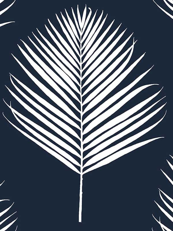 Maui Palm Peel and Stick fabric in midnight blue and white color - pattern number LN20032 - by NextWall in the Peel and Stick Wallpaper by Lillian August Luxe Haven collection