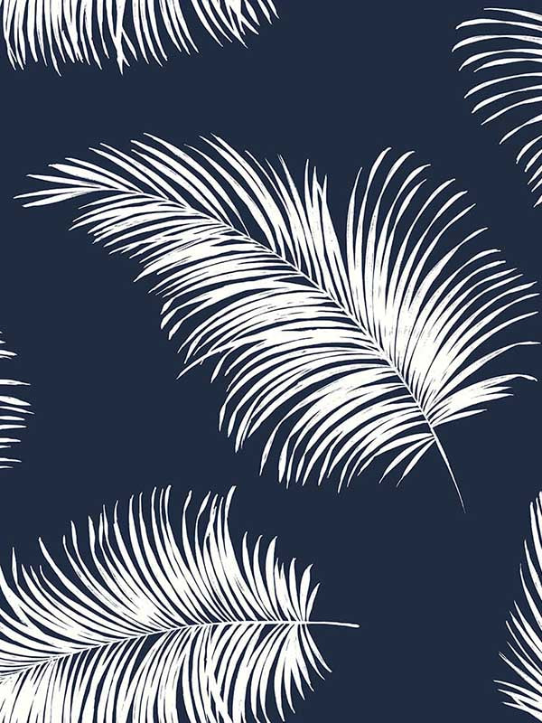 Tossed Palm Peel and Stick fabric in navy blue color - pattern number LN20322 - by NextWall in the Peel and Stick Wallpaper by Lillian August Luxe Haven collection