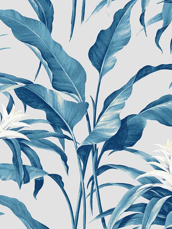 Palma Peel and Stick fabric in blue lagoon and grey color - pattern number SG10302 - by NextWall in the Peel and Stick Wallpaper by Stacy Garcia Sojourn Collection collection