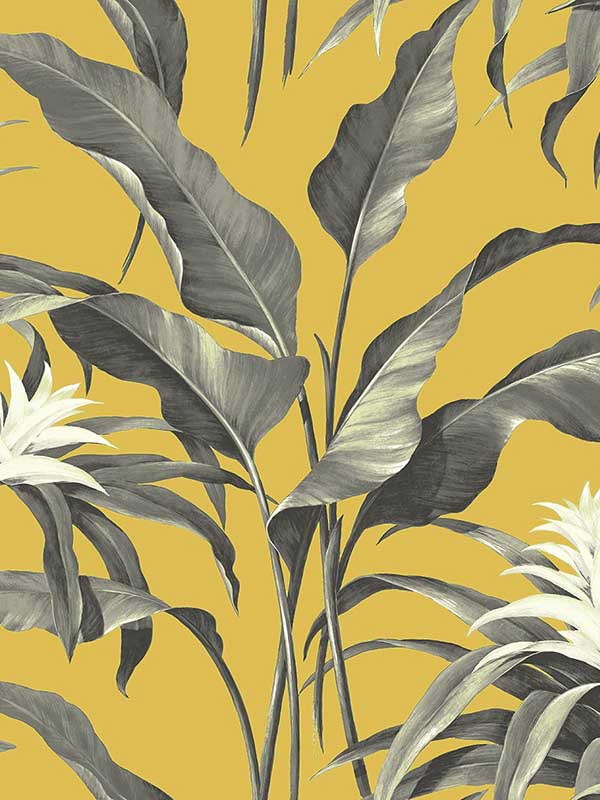 Palma Peel and Stick fabric in golden and moonstone grey color - pattern number SG10305 - by NextWall in the Peel and Stick Wallpaper by Stacy Garcia Sojourn Collection collection