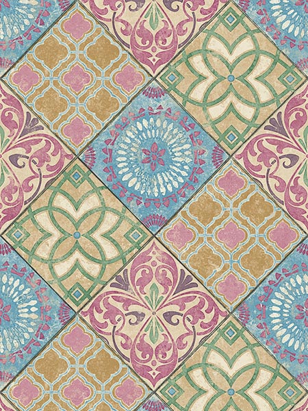 Tile fabric in multicolored color - pattern number TP80301 - by Pelican Prints in the Maui Maui collection