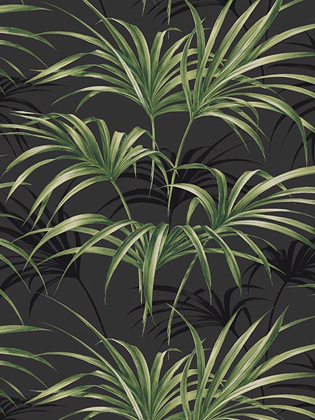 Open Palm Leaf fabric in onyx color - pattern number TP80600 - by Pelican Prints in the Maui Maui collection