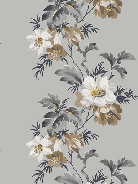Flower Stripe wallpaper in lunar grey color - pattern number TP81608 - by Pelican Prints in the Maui Maui collection