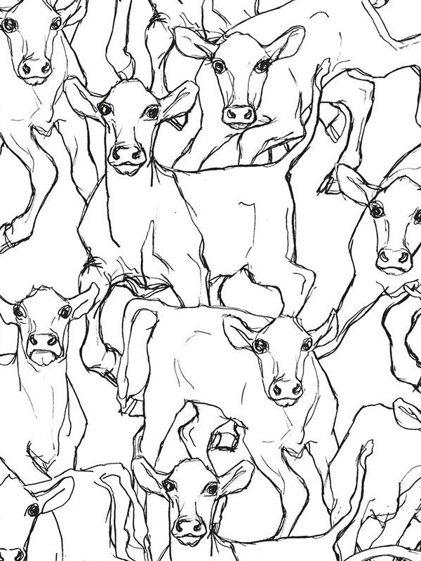 Iltavilli fabric in ebony and cream color - pattern number 14106X - by Wallquest in the Marimekko Wallcoverings Vol 5 collection