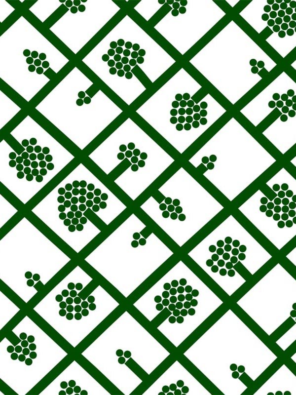 Spalje fabric in emerald and eggshell color - pattern number 23347X - by Wallquest in the Marimekko Wallcoverings Vol 5 collection