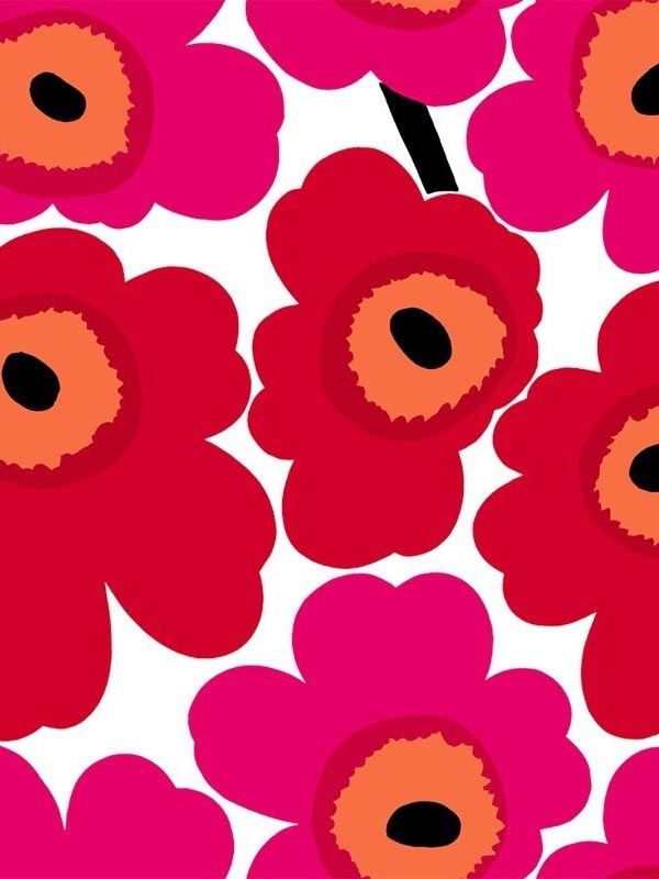 Unikko fabric in scarlet and coral color - pattern number 23354X - by Wallquest in the Marimekko Wallcoverings Vol 5 collection