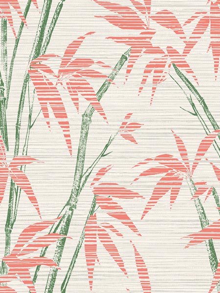 Tropical Bamboo Print fabric in pink color - pattern number AF40206 - by Pelican Prints in the Sumi Collection collection