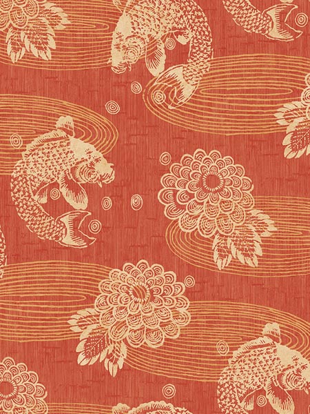 Koi Pond fabric in pink color - pattern number AF40606 - by Pelican Prints in the Sumi Collection collection
