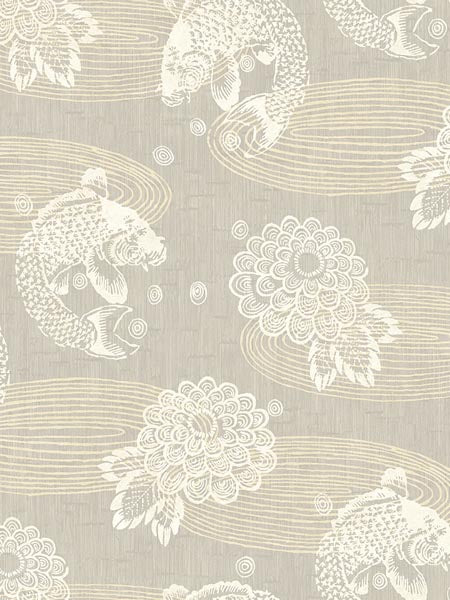 Koi Pond fabric in gray color - pattern number AF40608 - by Pelican Prints in the Sumi Collection collection