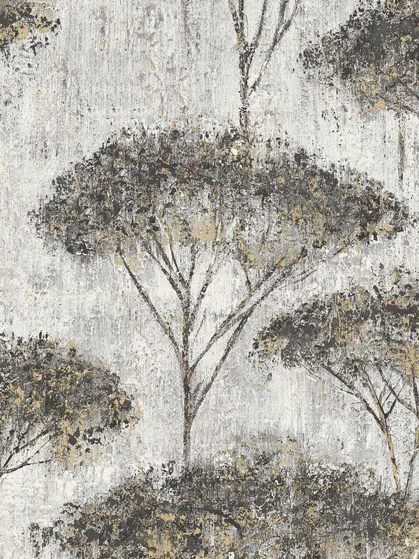 Trees fabric in black color - pattern number EH71300 - by Pelican Prints in the Maya collection
