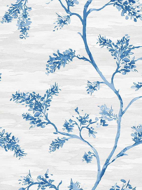 Watercolor Branches wallpaper in blue color - pattern number EH71402 - by Pelican Prints in the Maya collection