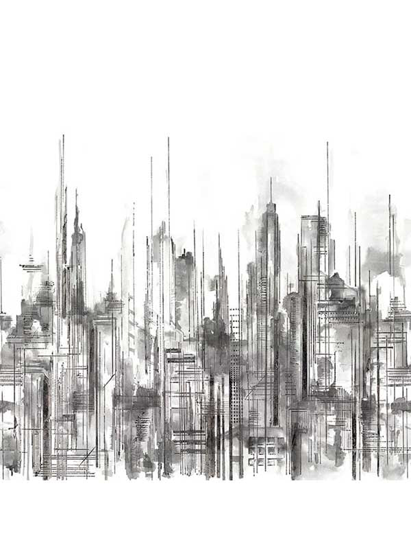 Skyline 3 Panel mural in gray color - pattern number SK92200M - by Pelican Prints in the Skyline collection