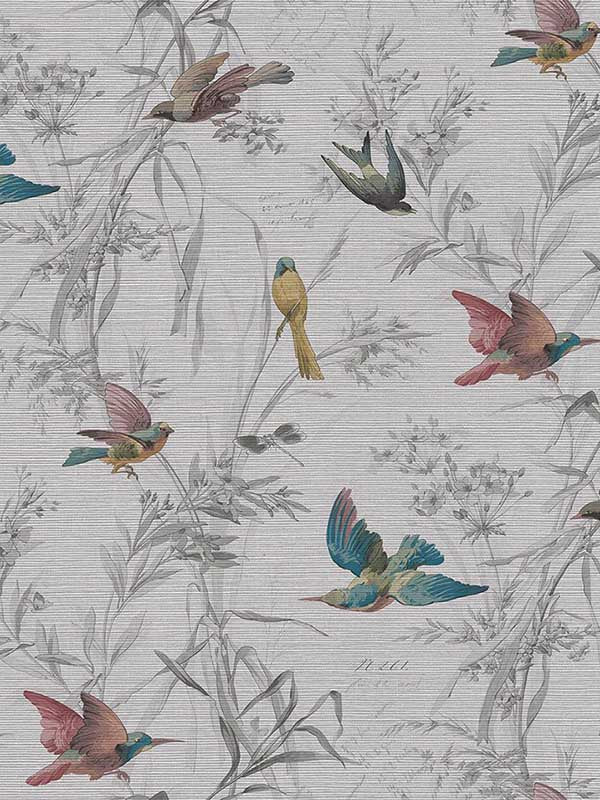 Birds of Paradise fabric in sterling color - pattern number FJ40909 - by Mayflower in the Sanctuary collection