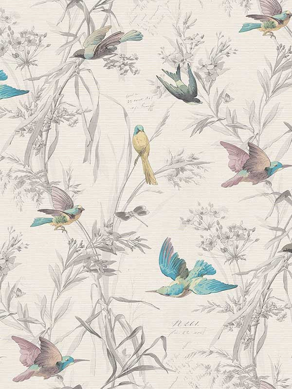 Birds of Paradise fabric in frost color - pattern number FJ40910 - by Mayflower in the Sanctuary collection