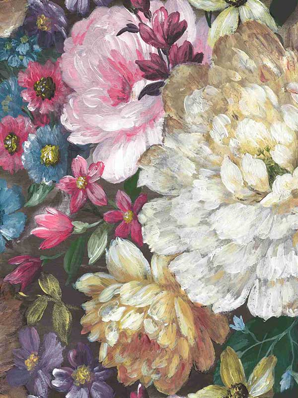 Florabunda fabric in multicolor color - pattern number CN30101 - by Wallquest in the Charleston collection