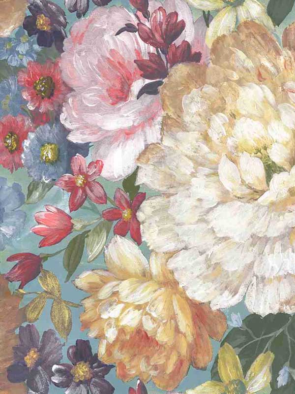 Florabunda fabric in multicolor color - pattern number CN30102 - by Wallquest in the Charleston collection