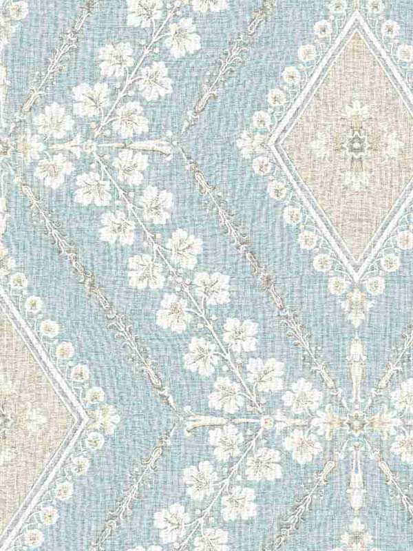 Classical Trellis fabric in blue color - pattern number CN30202 - by Wallquest in the Charleston collection