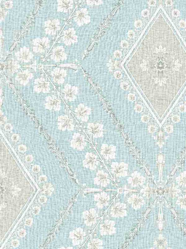 Classical Trellis fabric in aqua and teal color - pattern number CN30204 - by Wallquest in the Charleston collection