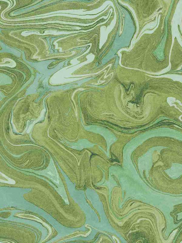 Oil On Water fabric in green color - pattern number CN30604 - by Wallquest in the Charleston collection