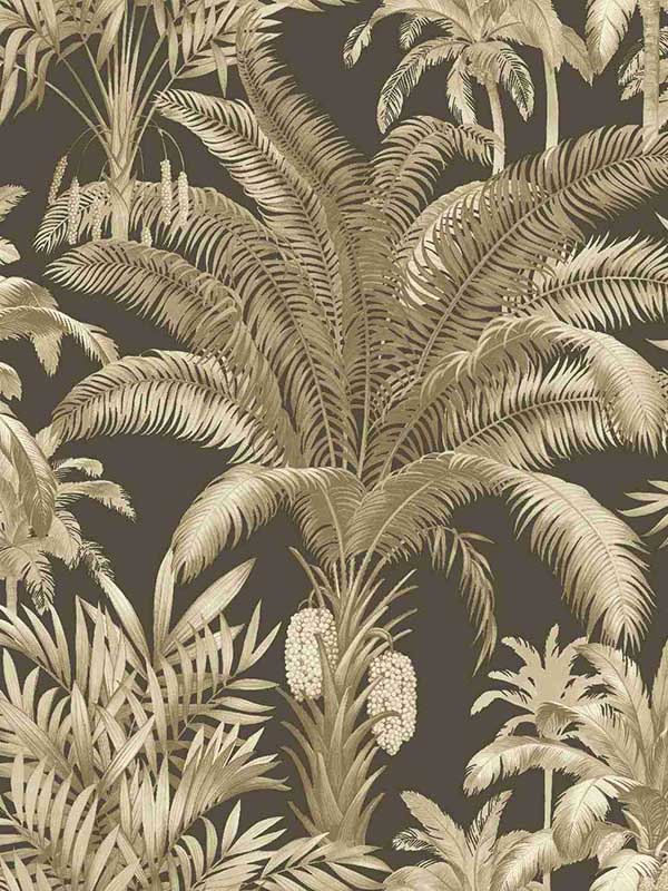 Palms fabric in brown and taupe color - pattern number CN30700 - by Wallquest in the Charleston collection
