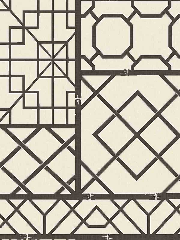 Trellis fabric in brown and taupe color - pattern number CN31300 - by Wallquest in the Charleston collection