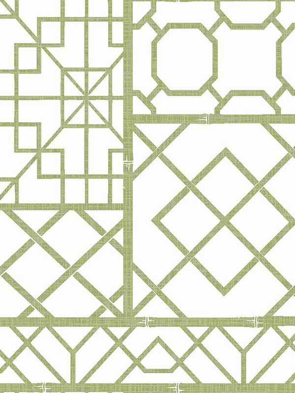 Trellis fabric in green color - pattern number CN31304 - by Wallquest in the Charleston collection