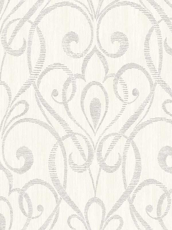 Paisley Damask fabric in light grey color - pattern number 1301820 - by Seabrook in the Black and White by Etten Gallerie collection
