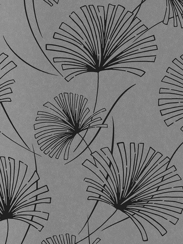 Palm fabric in charcoal color - pattern number 1302402 - by Seabrook in the Black and White by Etten Gallerie collection