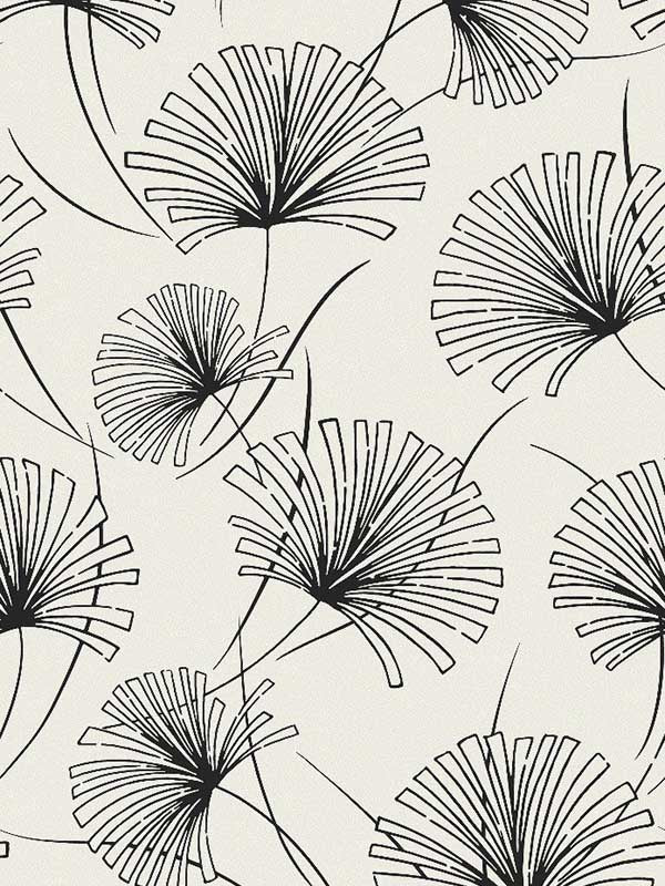 Palm fabric in onyx color - pattern number 1302410 - by Seabrook in the Black and White by Etten Gallerie collection