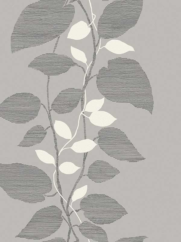 Leaves fabric in grey color - pattern number 1303201 - by Seabrook in the Black and White by Etten Gallerie collection