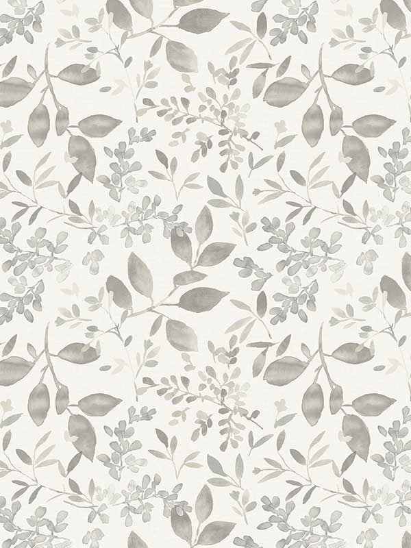 Tinker Woodland Botanical wallpaper in grey color - pattern number 3122-11100 - by Chesapeake in the Flora and Fauna collection