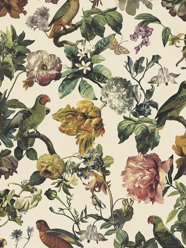 Claude Floral fabric in cream color - pattern number 307301 - by Eijffinger in the Museum Eijffinger collection