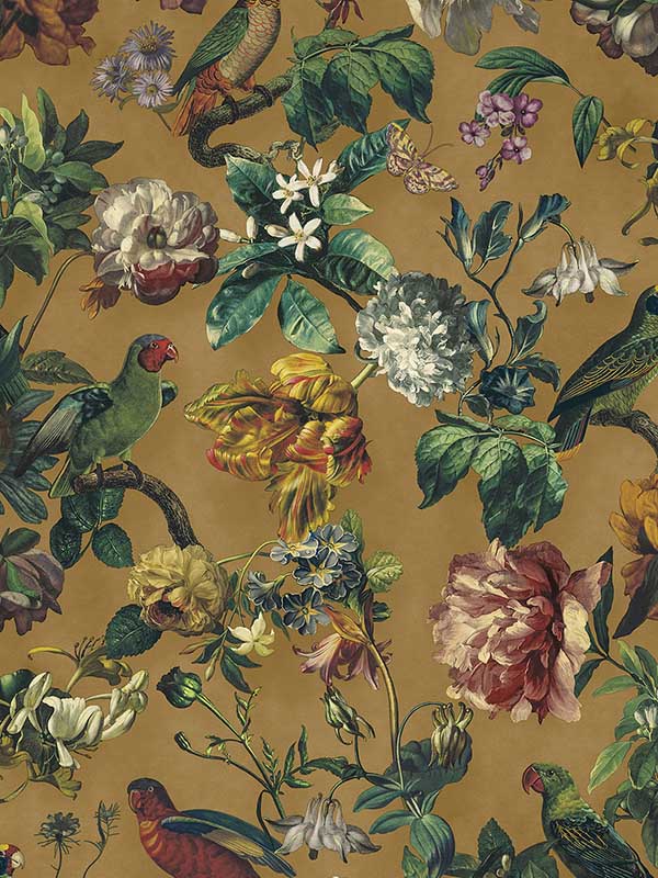 Claude Floral fabric in yellow color - pattern number 307303 - by Eijffinger in the Museum Eijffinger collection