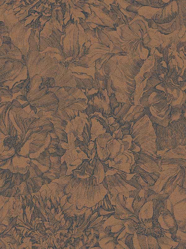 Auguste Floral fabric in copper color - pattern number 307344 - by Eijffinger in the Museum Eijffinger collection